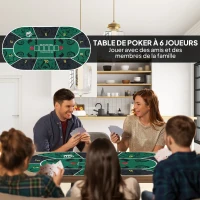 SPORTNOW Tapis de poker dessus de table de poker jusqu'à 6 joueurs sac de transport antidérapant 120 x 60 x 0,2 cm vert et noir(m-4)