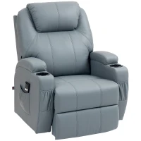 HOMCOM Fauteuil releveur électrique avec repose-pied dossier inclinable télécommande poches latérales et porte-gobelet gris(m-1)