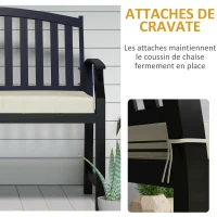 Outsunny Coussin de Banc de Jardin déhoussables - Rembourrage 8 cm - Cordons d'attache - Polyester crème(m-4)