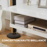 HOMCOM Meuble TV banc TV mural suspendu LED style contemporain - placards avec 2 portes battantes et 2 passe-câbles en bois(m-7)