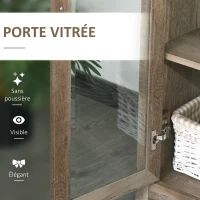 HOMCOM Bibliothèque Vitrine Buffet de Cuisine Armoire Rustique Multi-rangements 2 étagères dim. 76 x 40 x 180 cm(m-6)