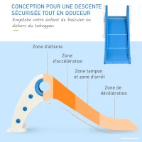 HOMCOM Toboggan Enfant Pliable 3 à 6 Ans Usage intérieur extérieur dim. 120L x 50l x 56H cm HDPE Bleu(m-6)