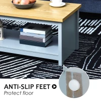 HOMCOM Coffee Table with Storage, Centre Table with Open Shelf and Wood Effect Tabletop, Rustic Living Room Table, Grey(m-5)