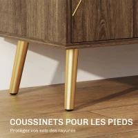 HOMCOM Buffet salon meuble de rangement avec décoration à lignes d'acier dorées, étagère réglable, pieds en acier(m-7)