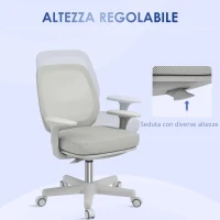 Vinsetto Sedia da Ufficio Ergonomica e Reclinabile ad Altezza Regolabile con 5 Rotelle, 55x48x82.5-94.5 cm, Grigia(m-5)