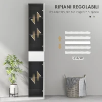 kleankin Colonna Bagno Salvaspazio in Legno con 2 Armadietti e Cassetto, 30x28x180 cm, Nero(m-5)