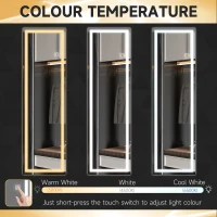 HOMCOM Dimming Full Length Mirror, 120 x 40cm Long Wall Mirror with 3 Colour LED, Smart Touch, Memory Function(m-6)