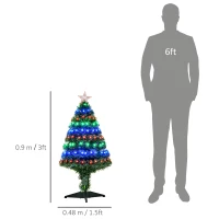 HOMCOM 3 Feet Prelit Artificial Christmas Tree with Multi-Coloured Fiber Optic LED Light, Holiday Home Xmas Decoration, Green(m-3)