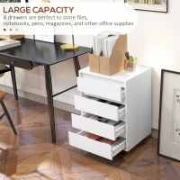 HOMCOM Four-Drawer Office Filing Cabinet, with Wheels - White(m-4)