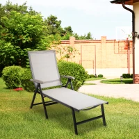 Outsunny Outdoor Folding Sun Lounger, 5-Position Adjustable Chaise Lounge Chair with Aluminium Frame for Patio, Pool and Garden, Brown(m-10)