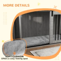 PawHut 46.46'' Dog Crate Furniture with Removable Cushion & Security Latch for Extra Large Dogs - Grey(m-7)