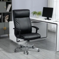 Vinsetto Massage Office Chair, PU Desk Chair with 6 Point Massage, High Back Computer Chair with Metal Legs, Thick Seat, Remote Control and Adjustable Height, Black(m-2)