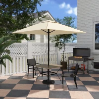 Outsunny Four-Seater Steel Garden Table, with Parasol Hole - Brown/Black(m-10)