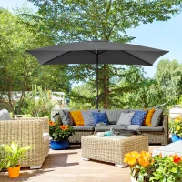 Outsunny 3x2m Patio Parasol Garden Umbrellas Canopy with Aluminium Tilt Crank Rectangular Sun Shade Steel, Black(m-2)