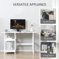 HOMCOM Compact Computer Desk with Storage Shelves, Study Table with Bookshelf, PC Table Workstation for Home Office, Study, Easy Assembly, 120 x 51cm, White(m-7)