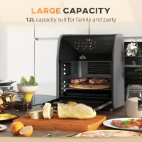 HOMCOM Digital Air Fryer with 8 Preset Modes, Rapid Air Circulation, 12L Air Fryer Oven with Memory Function, 1800W, Grey(m-6)