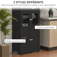 HOMCOM Armoire de cuisine buffet cuisine vaisselier meuble de rangement multi-rangements dim. 60I x 30P x 162H cm noir(m-5)