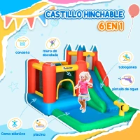 Outsunny Castillo Inflable para Niños +3 Años con Tobogán Trampolín Piscina y Bolsa de Transporte 330x245x215 cm Multicolor(m-4)