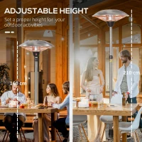 Outsunny 3KW Electric Patio Heater with 3 Heat Settings, Freestanding Infrared Outdoor Heater with Adjustable Height and 5M Extra Long Power Lead, Aluminium Alloy, Silver(m-6)
