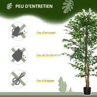 HOMCOM Plante artificielle ficus hauteur 1,80 m tronc branches liane lichen feuilles grand réalisme pot inclus vert(m-5)