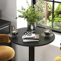 HOMCOM Table de bar ronde table de bistro table de cuisine style contemporain cadre en acier dim. 60L x 60l x 102H cm noir(m-11)