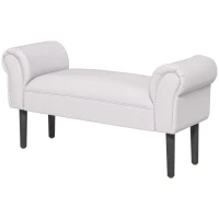 HOMCOM Banc Entrée Bout de Lit Rembourré pour Chambre à Coucher, Tissu à Voile, Gris, 102 x 36 x 51 cm(m-11)