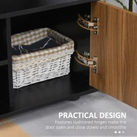 HOMCOM TV Cabinet Unit for TVs up to 50'' with Storage Shelf and Cupboards, Living Room Entertainment Center Media Console, Black and Walnut(m-8)