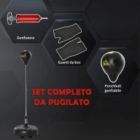 HOMCOM Sacco da Boxe ad Altezza Regolabile, Guanti Inclusi, in PE e Metallo, 45x45x133-151cm, Oro(m-8)