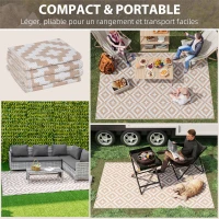 Outsunny Tapis extérieur Style Graphique - Tapis réversible 2 Motifs - dim. 2,74L x 1,82l m - PP Haute densité 310 g/m² Blanc Beige(m-6)