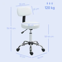 HOMCOM 360° Swivel Seat Salon Stool - White(m-3)
