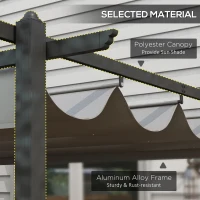 Outsunny 4 x 3(m) Aluminium Pergola with Retractable Roof, Garden Gazebo Canopy Shelter for Outdoor, Patio, Grey(m-4)