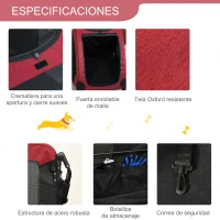 PawHut Cochecito para Mascotas Carrito para Perro Gatos 4 Ventanas Transpirables Buena Ventilación Puerta Grande Cojín Extraíble Carga 35 kg 98x82x110 cm Rojo(m-6)