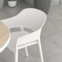 Outsunny Set 4 Sedie da Giardino in Plastica Impilabili con Braccioli e Schienale Alto in PP, Bianco(m-8)