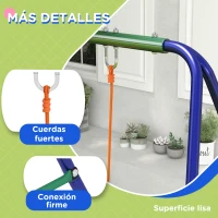 Outsunny Columpio para Niños de 3-8 Años con 2 Sillas Resistente a los Rayos UV y Soporte de Metal Carga 90 kg Multicolor(m-6)