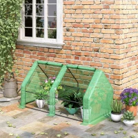 Outsunny Mini Small Greenhouse with Steel Frame & PE Cover & Zippered Window Poly tunnel Steeple for Plants Vegetables, 180 x 90 x 90 cm, Green(m-2)