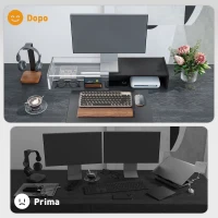 HOMCOM Supporto per Monitor con 2 Vani Contenitore in Legno, 100x27x15 cm, Nero(m-6)