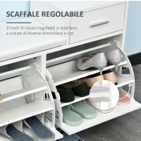 HOMCOM Scarpiera Moderna con Panca Imbottita per 12 Paia di Scarpe, Mobile da Ingresso con Scarpiera, Legno, Elegante, Capiente, 94,5x57x30 cm, Bianco(m-5)