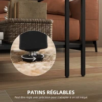 HOMCOM Table basse carrée 2 niveaux avec plateau en verre trempé, 1 étagère, design minimaliste, 73l x 73P x 46,5H cm, noir(m-7)