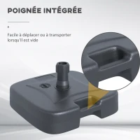 Outsunny Pied de parasol rond base de lestage parasol dim. 46L x 45l x 26H cm HDPE noir(m-4)