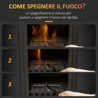 HOMCOM Camino Bioetanolo in Metallo da 3h di Combustione con Serbatoio da 0.9L e Copertura 25m², 41x25x54 cm, Nero(m-5)