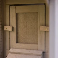 PawHut Conejera de Exterior Grande Jaula de Madera para 2-4 Conejos con Techo Asfáltico Recinto de Alambre Bandeja Extraíble y Rampas 210x45,5x84,5 cm Gris y Negro(m-8)