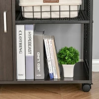 HOMCOM Printer Stand Home Office Mobile Storge File Cabinet Organizer with Castors, Door, Walnut Brown(m-6)