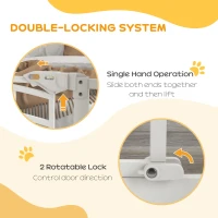PawHut Pressure Fit Stair Gate, Dog Gate w/ Small Cat Door, Auto Closing System, Double Locking Openings, 74-80cm - White(m-5)