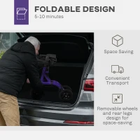 HOMCOM Folding Rollator Walker with Seat, Backrest, Lightweight Walking Frame with Storage Bag, Dual Brakes, All-terrain Wheels, Adjustable Handle Height, 4 Wheeled Walker for Seniors, Purple(m-7)