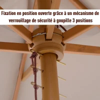 Outsunny Parasol droit parasol de jardin rond grande taille de jardin Ø 2,5 x 2,3H m bois de bambou gris(m-6)