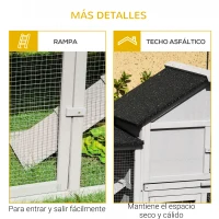 PawHut Conejera de Exterior Grande Jaula de Madera para 2-4 Conejos con Techo Asfáltico Recinto de Alambre Bandeja Extraíble y Rampas 210x45,5x84,5 cm Gris y Negro(m-7)