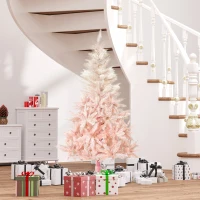 HOMCOM 5FT Pink Artificial Christmas Tree Holiday Home Decoration Ornament w/ Metal Stand Fully Pretty Home Office Joy(m-10)
