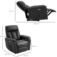 HOMCOM Fauteuil de relaxation électrique inclinable moderne avec repose-pieds et 2 poches latérales - noir(m-3)