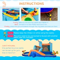 Outsunny Kids Inflatable Bouncy Castle, Narwhal Style Bouncy House, with Inflator, Carry(m-6)