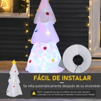 HOMCOM Árbol de Navidad Inflable 122 cm de Altura con Luces LED e Inflador Decoración Navideña para Interiores Exteriores 60x51x122 cm Blanco(m-6)
